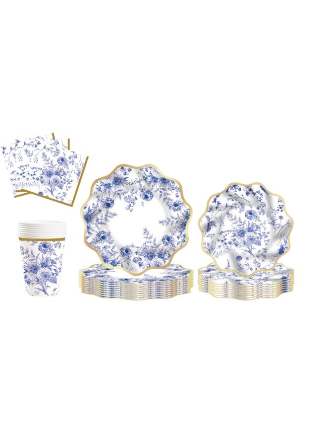 Home Smart Floral Dessert Plates (8" & 10.5"), Cups (9oz, 8 Pcs), Napkins (6.5" x 6.5", 16 Pcs) - Elegant Floral Series Set for Parties, Gatherings, Birthday and Special Occasions - Image 4